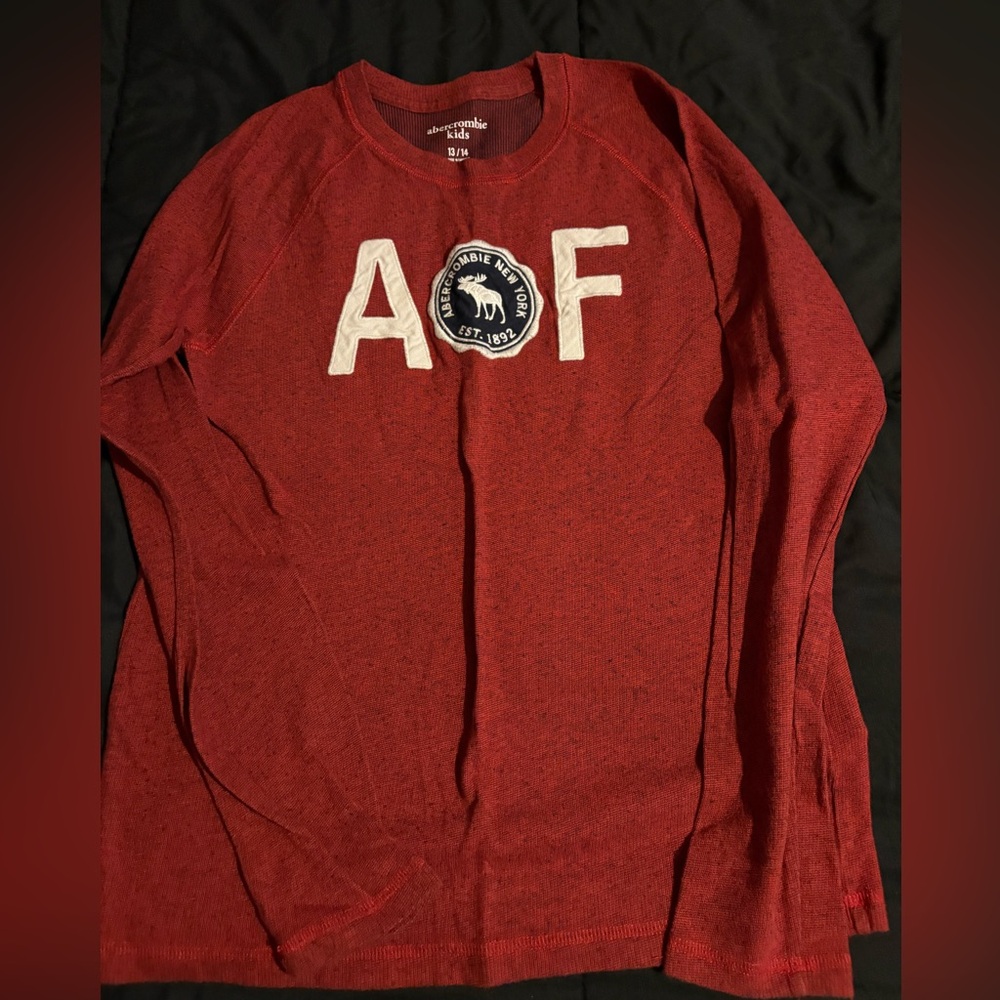 Abercrombie Kids Red Long Sleeve Tee with Logo
